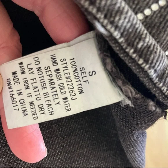 Blue B Western Denim Snap Button Up with Glitzy Detailing - Picture 7 of 7